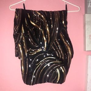 Black & Gold Sequin Skirt Set